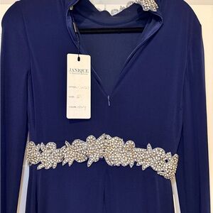 Janique Navy Maxi Dress with Embellished Details
